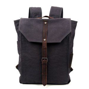 TSD Brand Sunny Trail Waxed Canvas Backpack-Gray